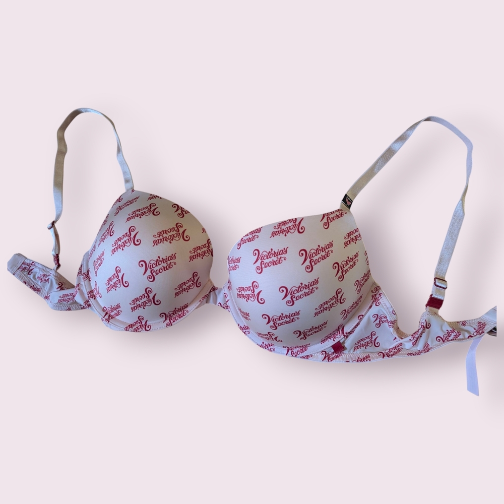 Victoria's Secret Light Pink and Magenta Printed Bra